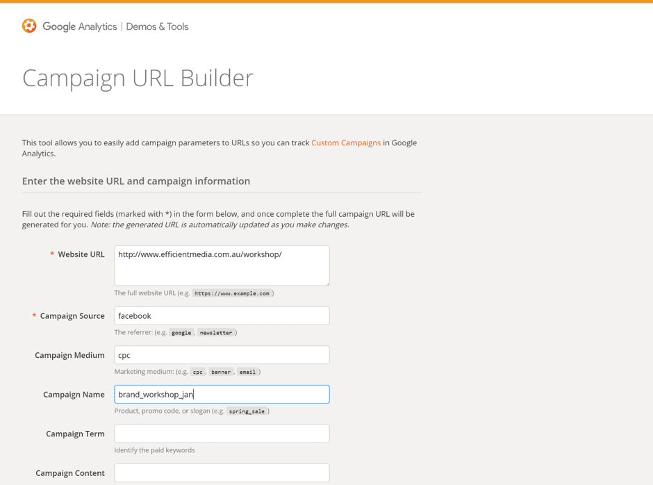 Google Analytics Campaign URL Buidler