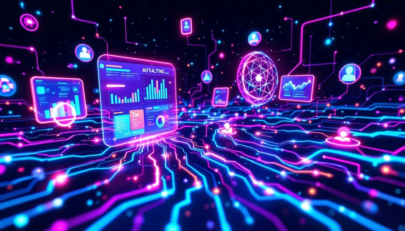 An illustration showing the integration of AI in digital marketing strategies.