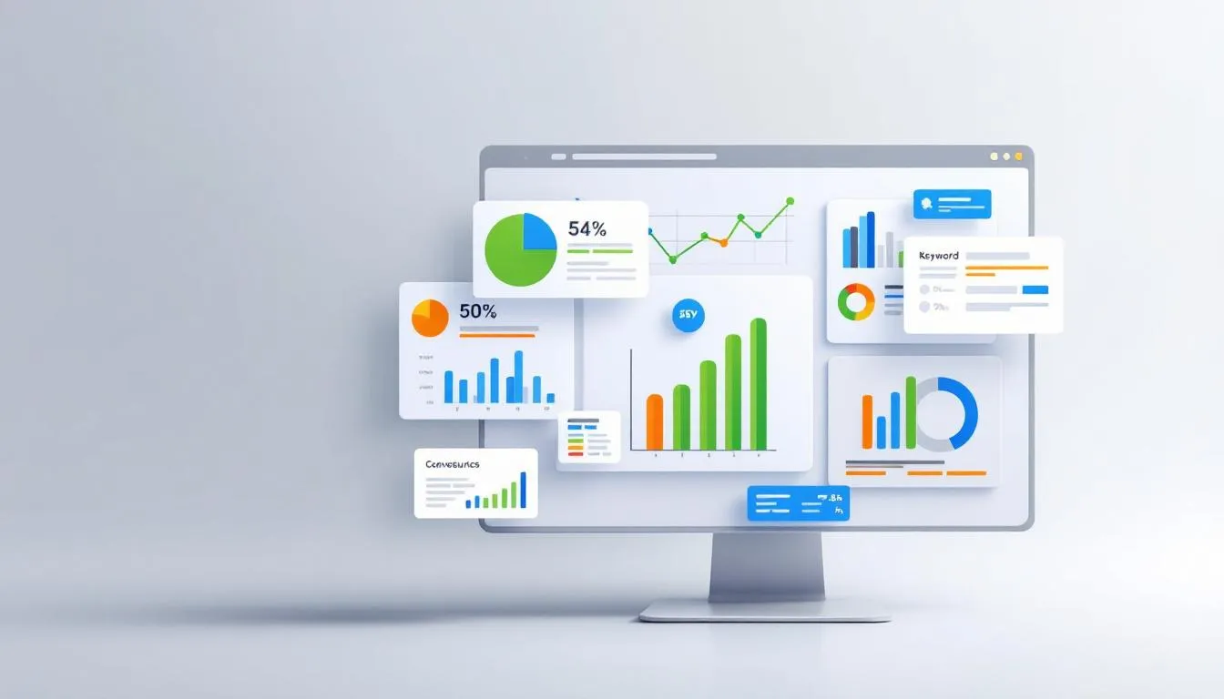 A screenshot of Google Analytics dashboard displaying SEO metrics.