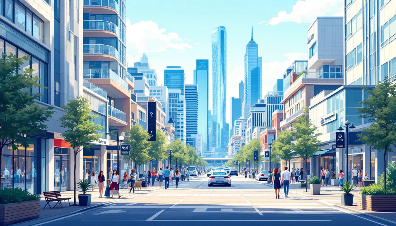 A bustling Sydney cityscape showcasing local businesses that benefit from PPC advertising.