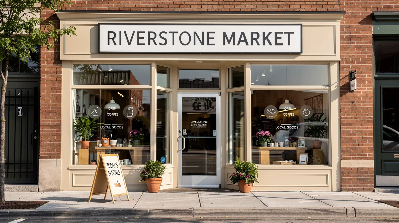 The image shows the exterior of a small business storefront with clear signage displaying the business name, address, and phone number, making it easy for nearby customers to find it through local search results. The inviting entrance and visible business hours suggest a welcoming atmosphere for potential customers.