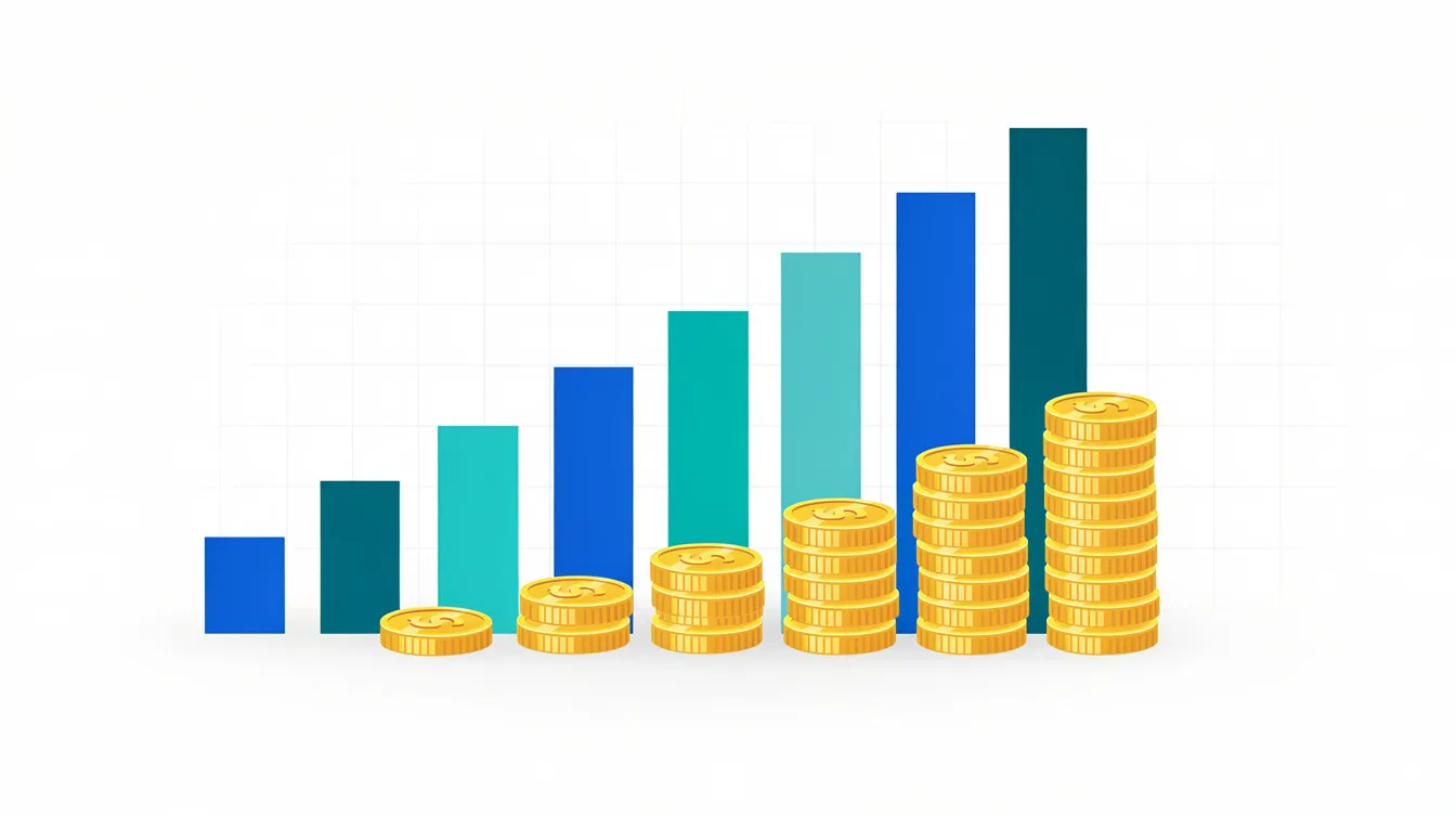 How to Manage Google Ads Like a Pro (Accounts, Access, Billing & ROI) 4 The image features a rising bar chart symbolizing growth in advertising return on investment, accompanied by stacks of coins, highlighting the effectiveness of managing multiple Google Ads accounts. This visual representation emphasizes the importance of digital advertising strategies and tracking conversions to achieve business goals.
